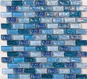Wholesale Marine blue paving for bathroom waving glass mosaic tile from china suppliers