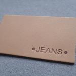 Hot Stamping Straight Cut Embossed Leather Patches For Jeans