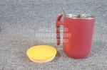 Popular diy straight drinkware stainless steel coffee mark cup PP plastic double