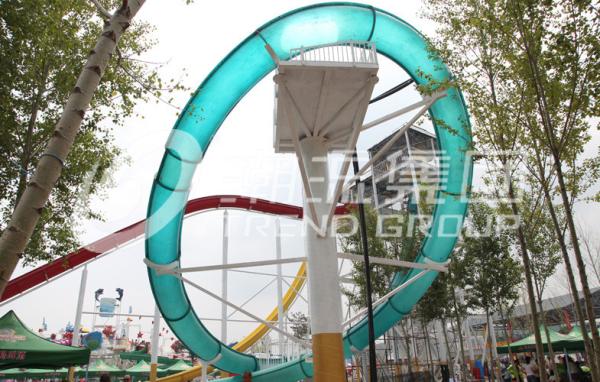 Aqua Park Equipment Fiberglass Pool Slide With Galvanized Carbon Steel Frame for