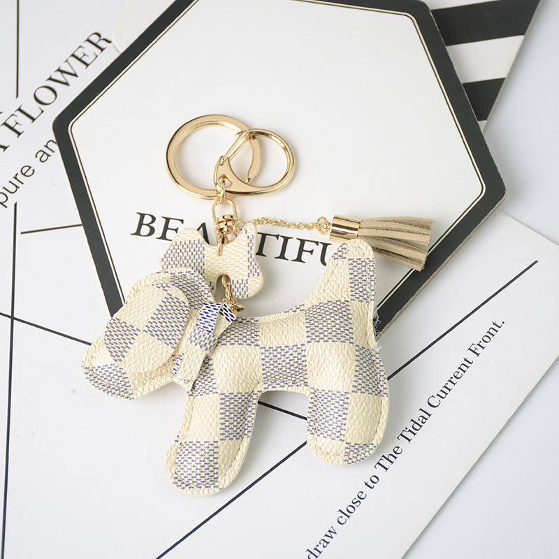 OEM Leather Teddy Bear Keychain , 65mm Cute Keychains For Women