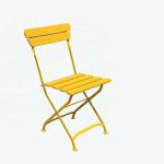 Outdoor Yellow Folding Beach Lounge Chair Metal Powder Coated Tube Frame Fold Up