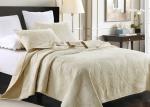 Country Style Leaf Twin Size Quilt , 3Pcs 100% Cotton White Embroidered Quilt