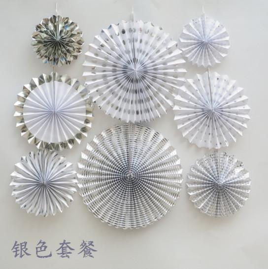 Custom silver folding fan festival festive supplies paper fan Birthday party