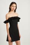 Fashion Black Off Shoulder Dress Sexy Ladies Ruffle