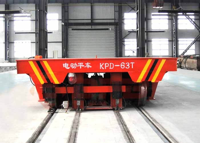 Aluminum factory bay to bay handling electric flat rail transport trailer