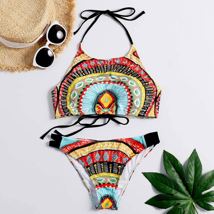 Tiered Layer Tie a Knot Front Top With Low waist Bikini swimsuit high cut