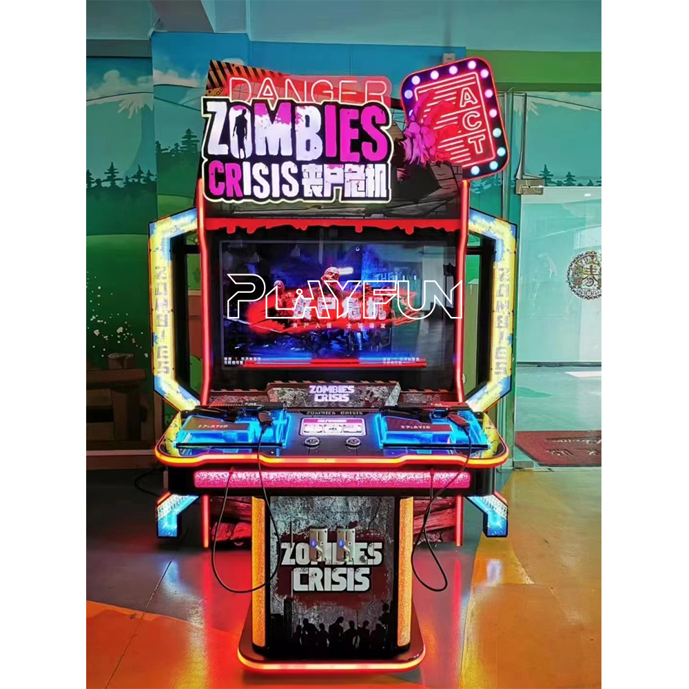 Big Screen Indoor Coin Operated Zombie Crisis Gun Shooting Game Machine Simulator Arcade Shooting Game Machine