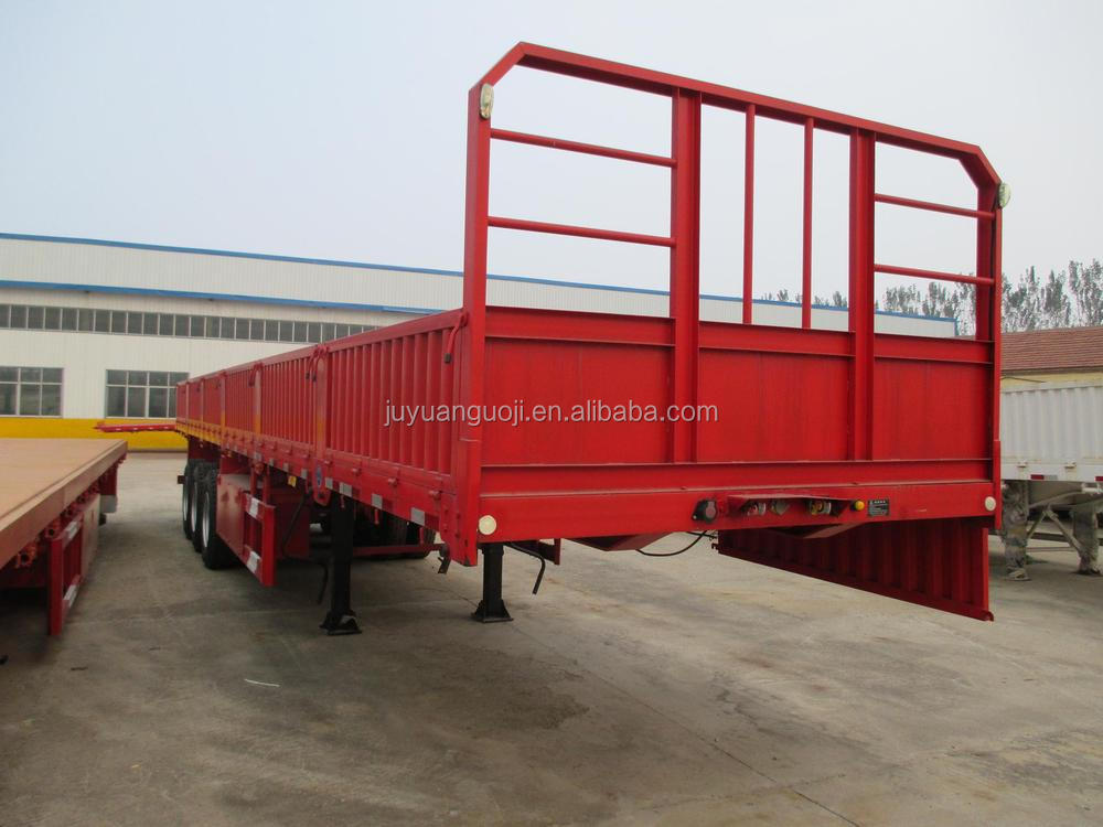 Custom's Requirement Tri-axles Flatbed Sidewall Semi Truck Trailer for Cargo Shipping