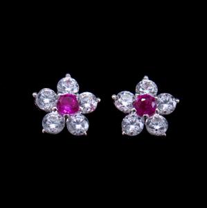 Wholesale Simple Color Stone Flower Shape Earrings 925 Silver Jewelry 5 X 5 Mm from china suppliers
