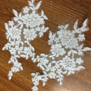 Wholesale Ivory Venise Cord Lace Applique for Bridal Gown Wedding Dress decor,one pair from china suppliers