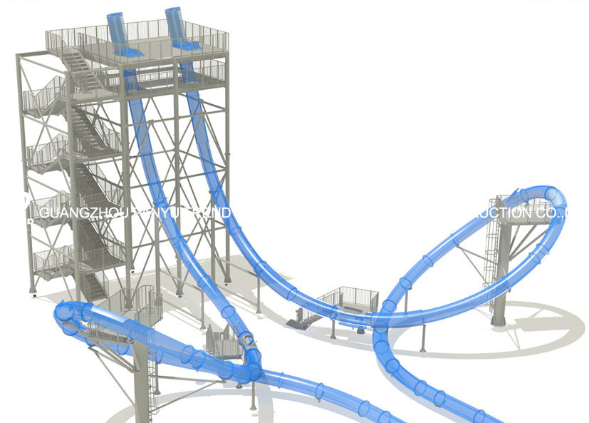 Aqua Park Fiberglass Water Slides , Aqua Loop Body Fiberglass Slides For Pools