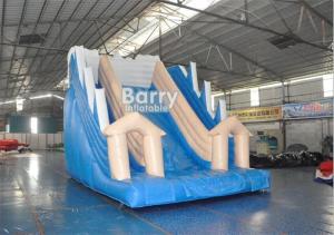 China White And Blue Inflatable Water Slides / PVC Tarpaulin OEM Childrens Outdoor Slide on sale