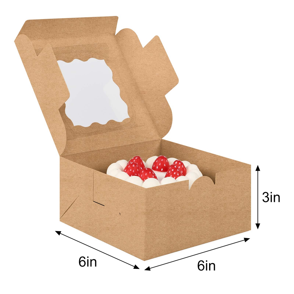 Custom Valentines Cake Takeout Food Pastry Macarone Bento Kraft Paper Box with Window