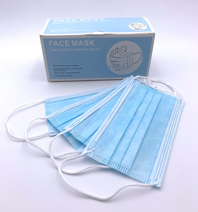 Biodegradable 3 Ply Non Woven Face Mask High Bacteria Filtration Efficiency