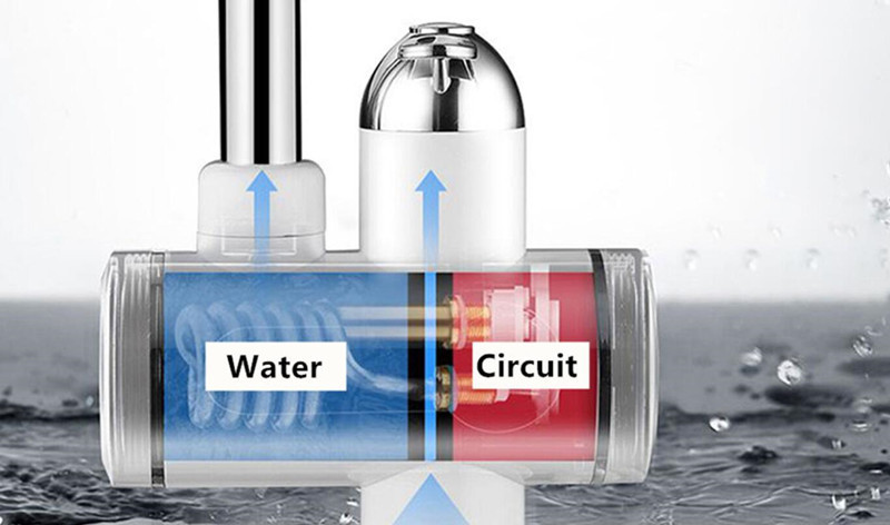304 Stainless Electric Hot Water Tap CE 360 Degree Rotation 3000 Watt