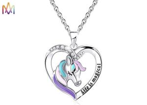 Wholesale Magical Gift Fadeless SS Rainbow Unicorn Necklace from china suppliers