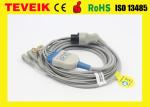Round 6 Pin One piece 5 leads ECG cable with snap for mindray, medical ecg cable