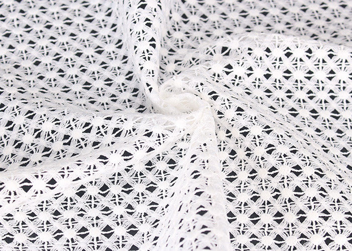 DTM French Venice Guipure Lace Fabric Embroidered Chemical Poly Milk For Apparel