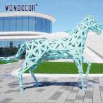 Large outdoor metal forging geometric animal hollow horse stainless steel
