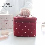 Heart Printed Zipper Closure Satin Cosmetic Makeup Bag