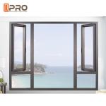 Open Out Two Leaf Glass Aluminum Casement Windows / Powder Coated Swing Windows
