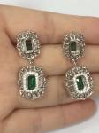 925 Sterling Silver Dubai Engagement Women's Earrings with Brazilian Emerald