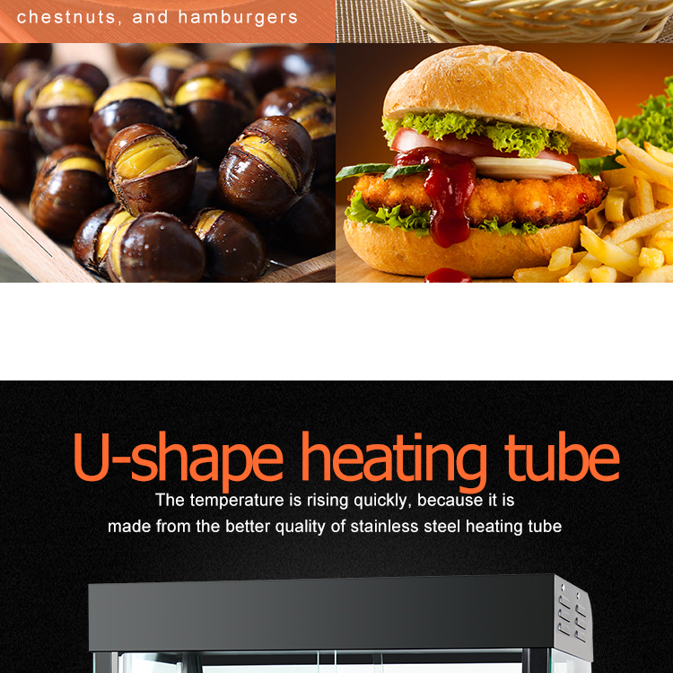 Food Warmer Display with LED Light 660x440x630mm Black Cake Showcase and Preservation