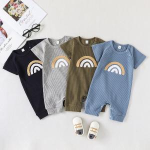 Wholesale 0-24 Months Baby Boys Girls Clothes Jumpsuit Infant Short Sleeve Baby Cotton Clothing Rompers Rainbow Embroidered Jumpsu from china suppliers