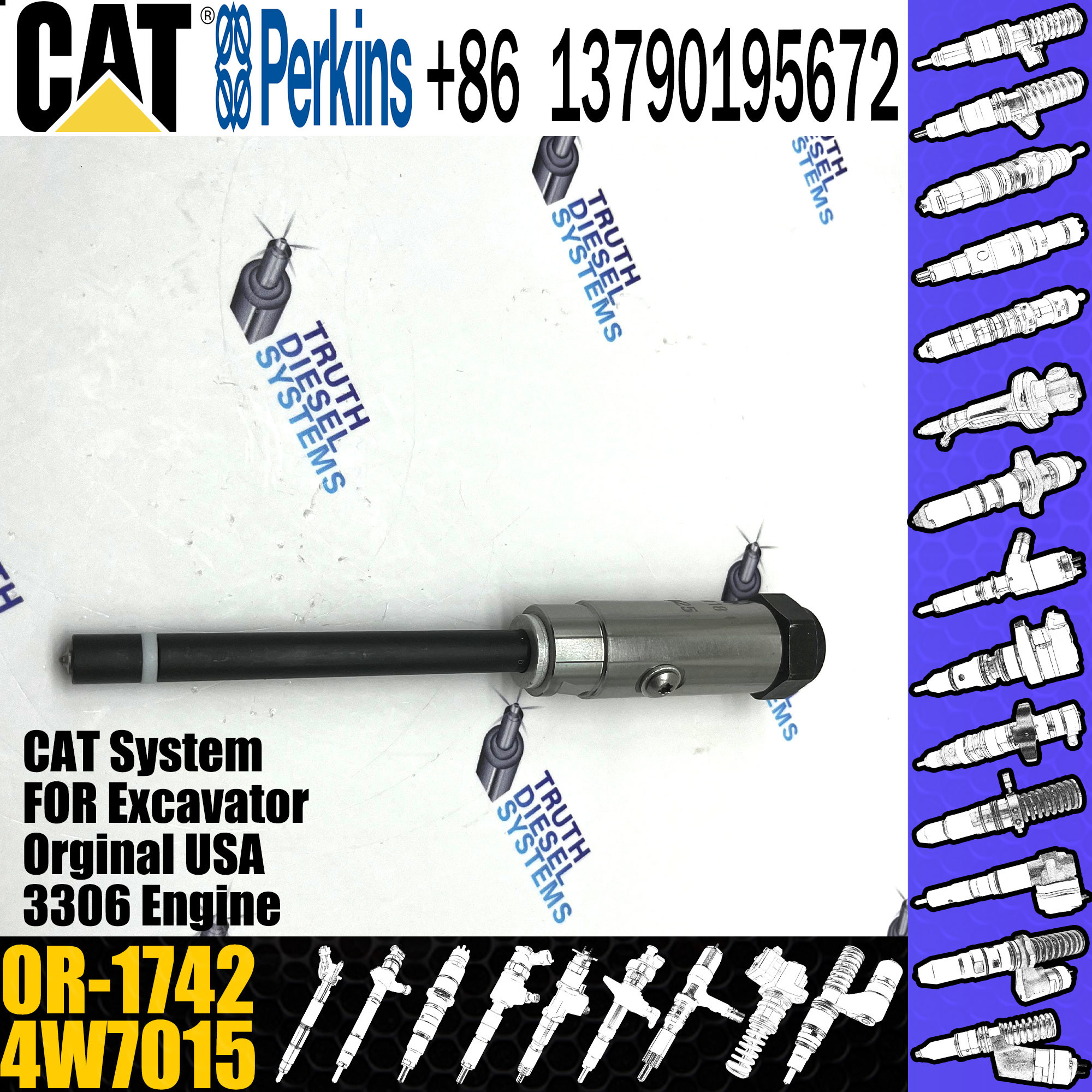 Fuel Injector 4W7015 0R-3419 0R-1742 For Caterpillar Excavator Engine 3204