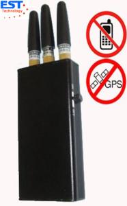 China EST-808KC GPS Signal Jammer + Mobile Phone Blocker With 3 Antenna , Black on sale