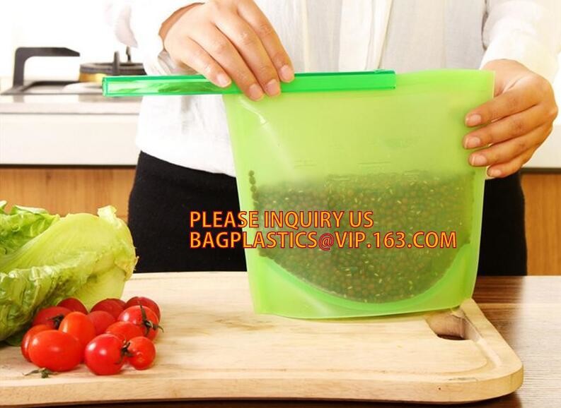 Reusable Leakproof Zipper Preservation Airtight sandwich Zip lockk Cooking Fresh Zip Large Silicone Storage Food Bags With