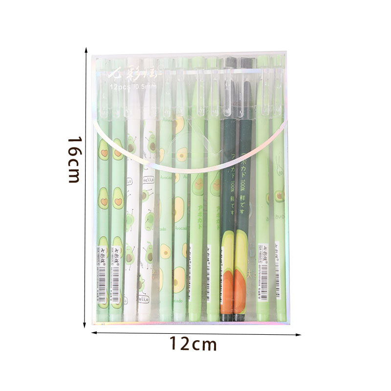 12pcs/box Cute Fruit Gel Pen Set for Student Writing 0.5mm Writing Width Novelty Design