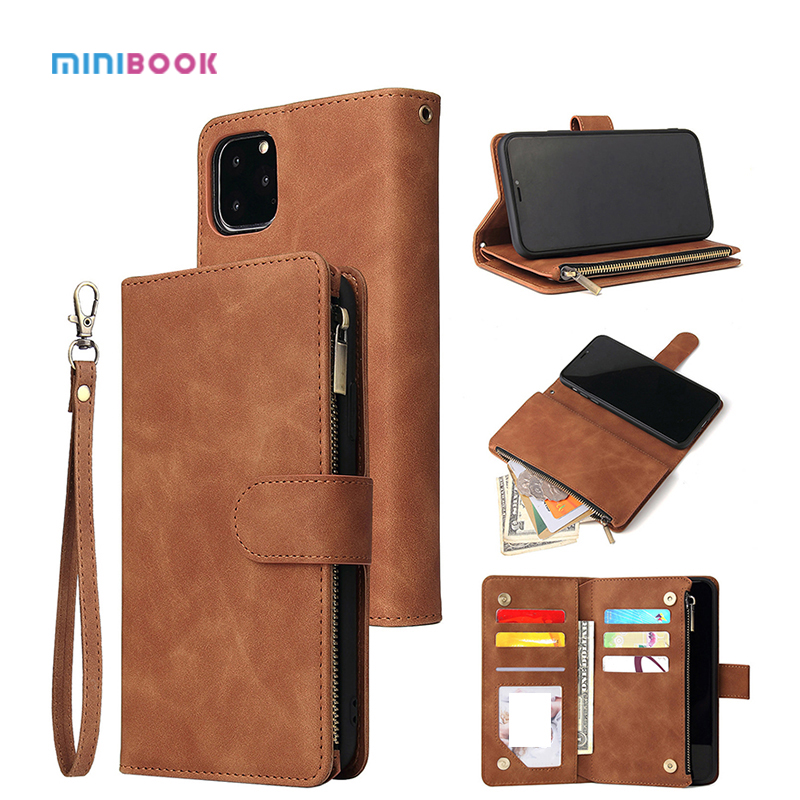 Genuine Leather Wallet Stand Phone Case For iPhone Xs Max With Credit Card Holder 15*0.8*7.5cm