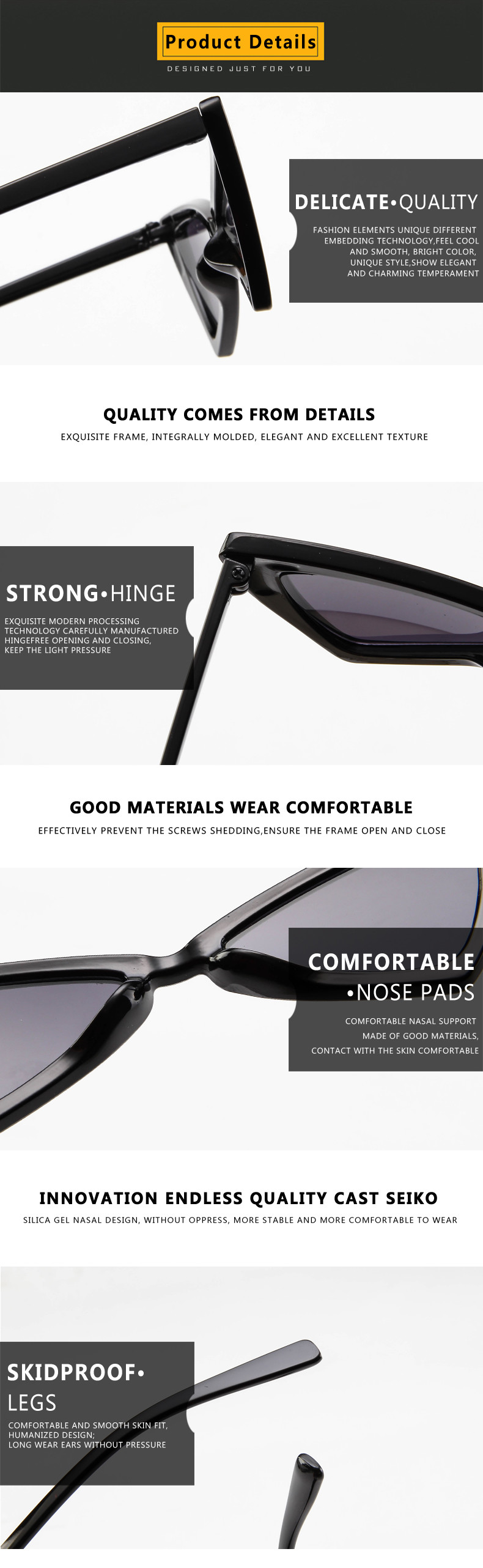 Triangle UV400 Vintage Women Retro Cat Eye Sunglasses
