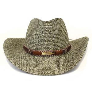 Wholesale Western Cowboy Outdoor Beach Rolled Big Brim Straw Hat for men and women from china suppliers