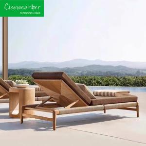 Wholesale Wood Outdoor Sun Lounge Chair for Luxury Resort Beach Chaise and Customized Color at Modern Hotel Patio from china suppliers