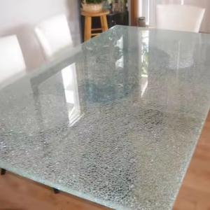 Wholesale 8mm America Popular Cracked Ice Laminated Glass Table Top in Villa Square Design from china suppliers