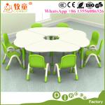 Early Childhood Centre Kids Furniture 6 Seats Wooden Table and Chairs Supplier