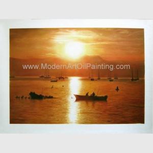 Wholesale Linen Realistic Oil Portrait From Photograph , Sunrise Landscape Canvas Art Painting from china suppliers