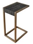 Oak wood top brass finish metal base hotel bedroom side table/end table/C table