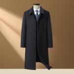 LCBZ Winter Fashion Men's Hooded Trench Coat with Cashmere Lining and Fleece