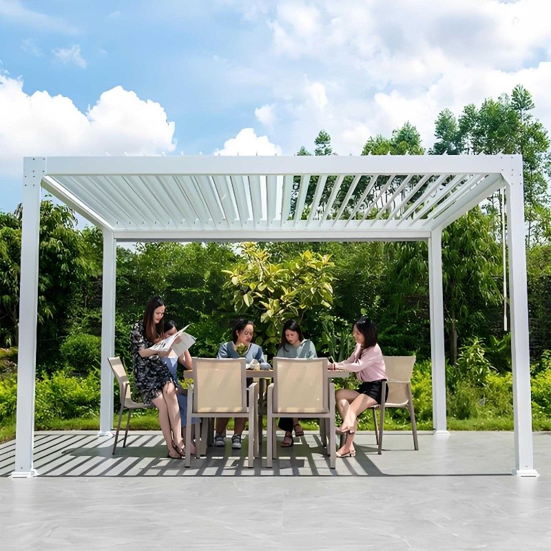 Outdoor Aluminum Pergola With Fixed Shutter Corrosion Resistant