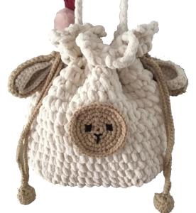 Wholesale Cotton Wool Bear Crochet Hand Bag Hand Woven White Color OEM ODM from china suppliers