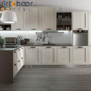 Wholesale Minimalist Design Wood Kitchen Cabinet with Half Bullnose and Light Grey Cupboard from china suppliers