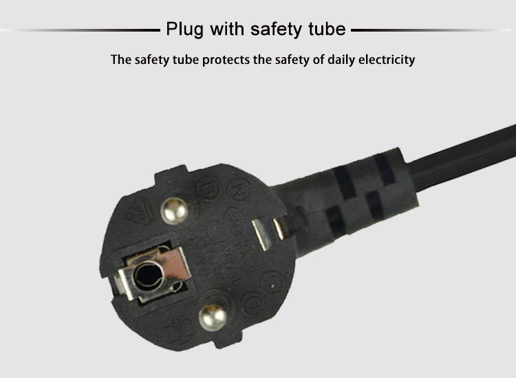 Multipurpose Black Computer EU Power Cord Extend 1m-15m Customization