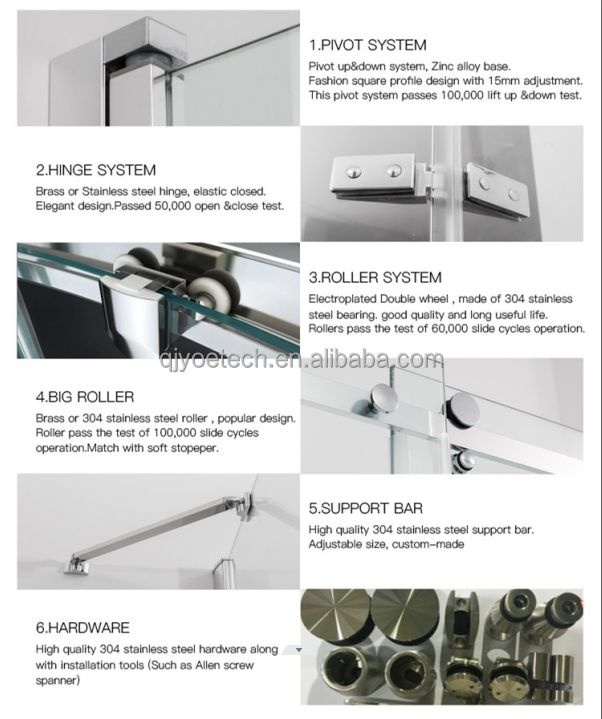 Flat and Minimalist Swing Frameless Shower Doors with Standard Duty Hinges