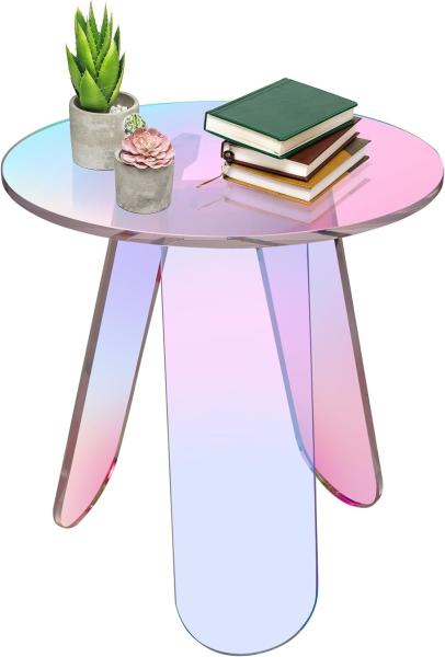 Nordic Colorful Rainbow Custom Acrylic Furniture Acrylic Side Table Round Coffee