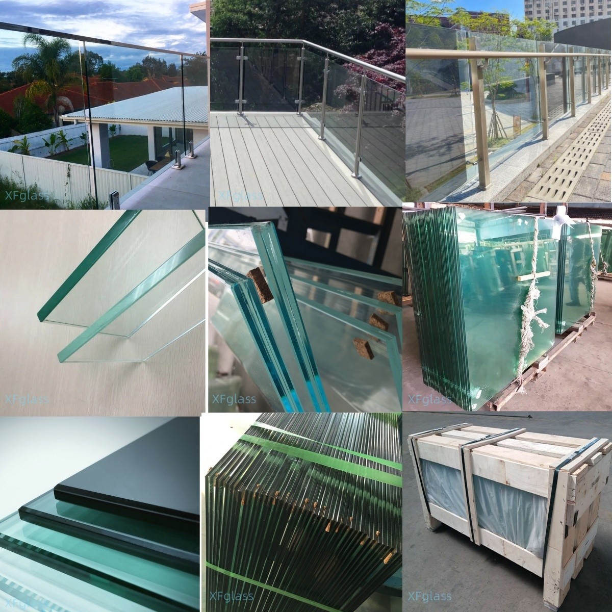 Clear Colorless Tempered Glass Railing Balustrade , Safety Toughened Glass Handrail Customized Size Glass Balcony Balustrade