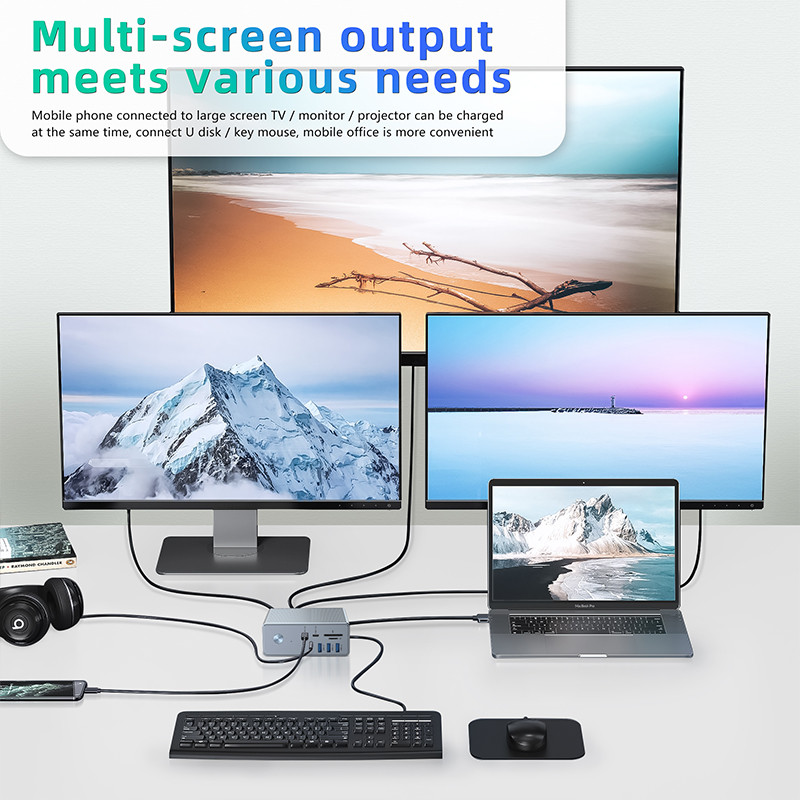 Power Delivery Up To 120W USB-C Hub Docking Station WithmicroSD3.0 Card Reader with Performance